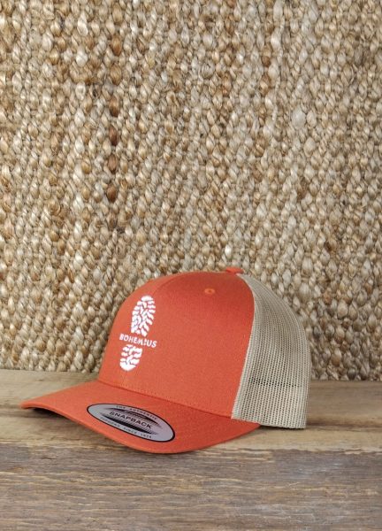 GORRA NARANJA/ARENA BORDADO 3D BLANCO