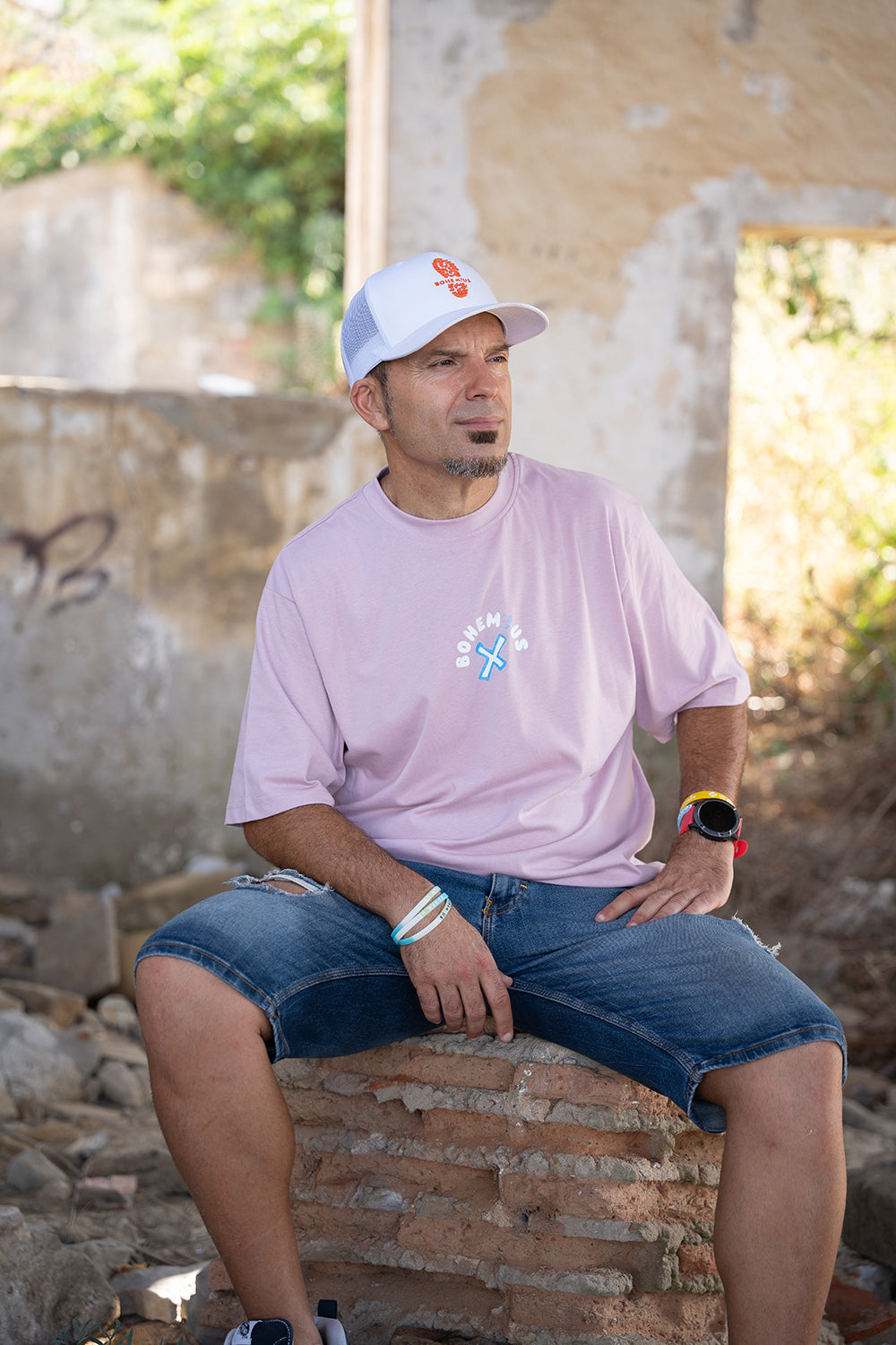 CAMISETA OVERSIZE MALVA Y  X QUE NO