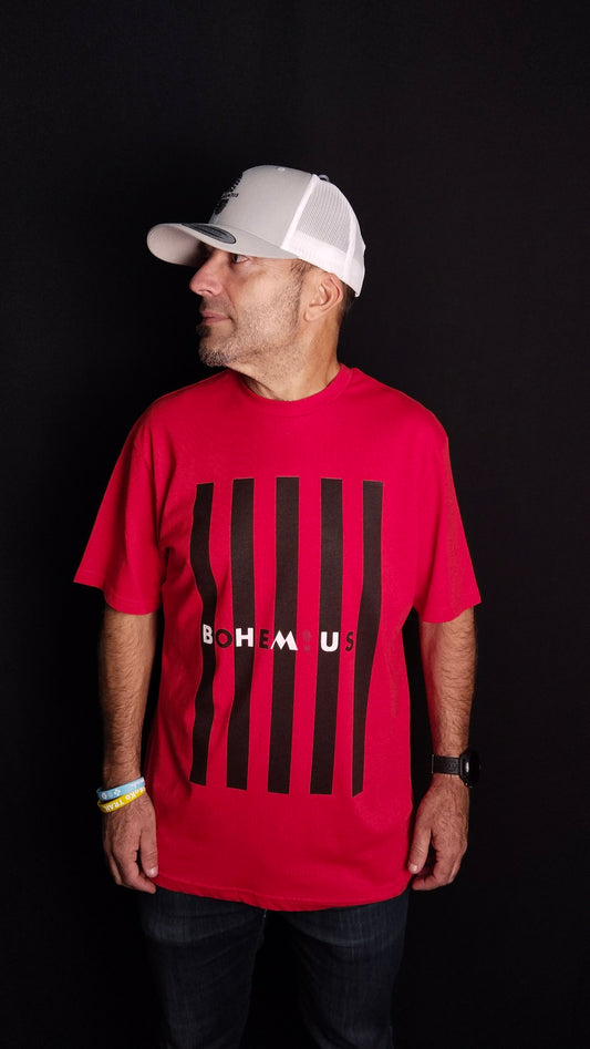 CAMISETA BOHEMIUS RAYAS  ROJO/NEGRO