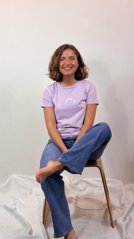 CAMISETA CORTA MALVA X QUE NO AZUL
