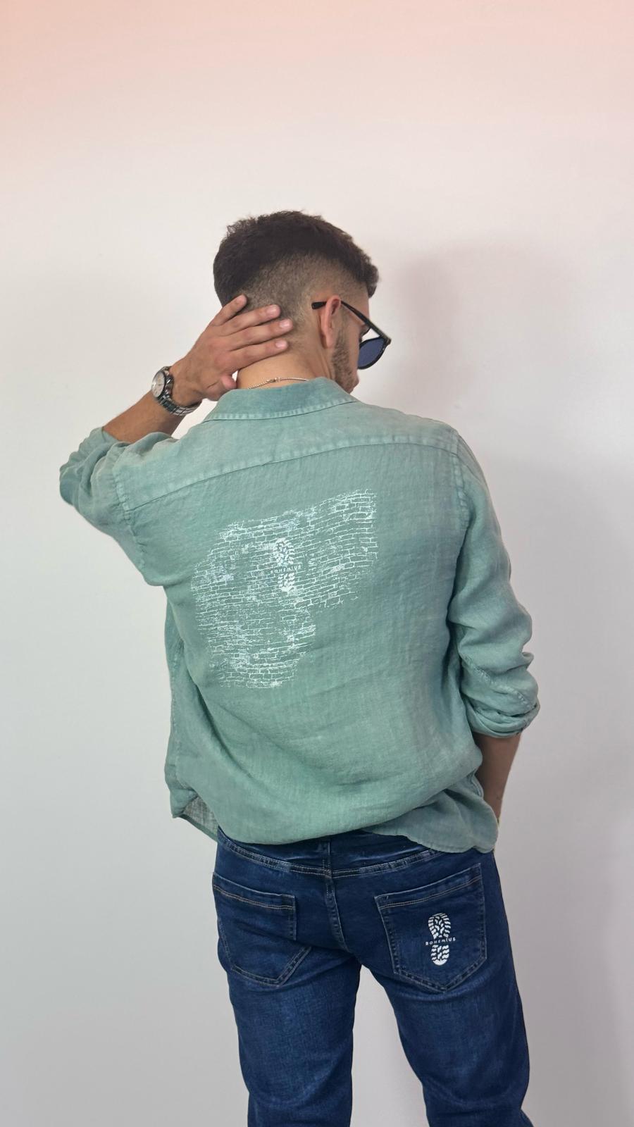 CAMISA POLERA LINO MURALLA HUELLA