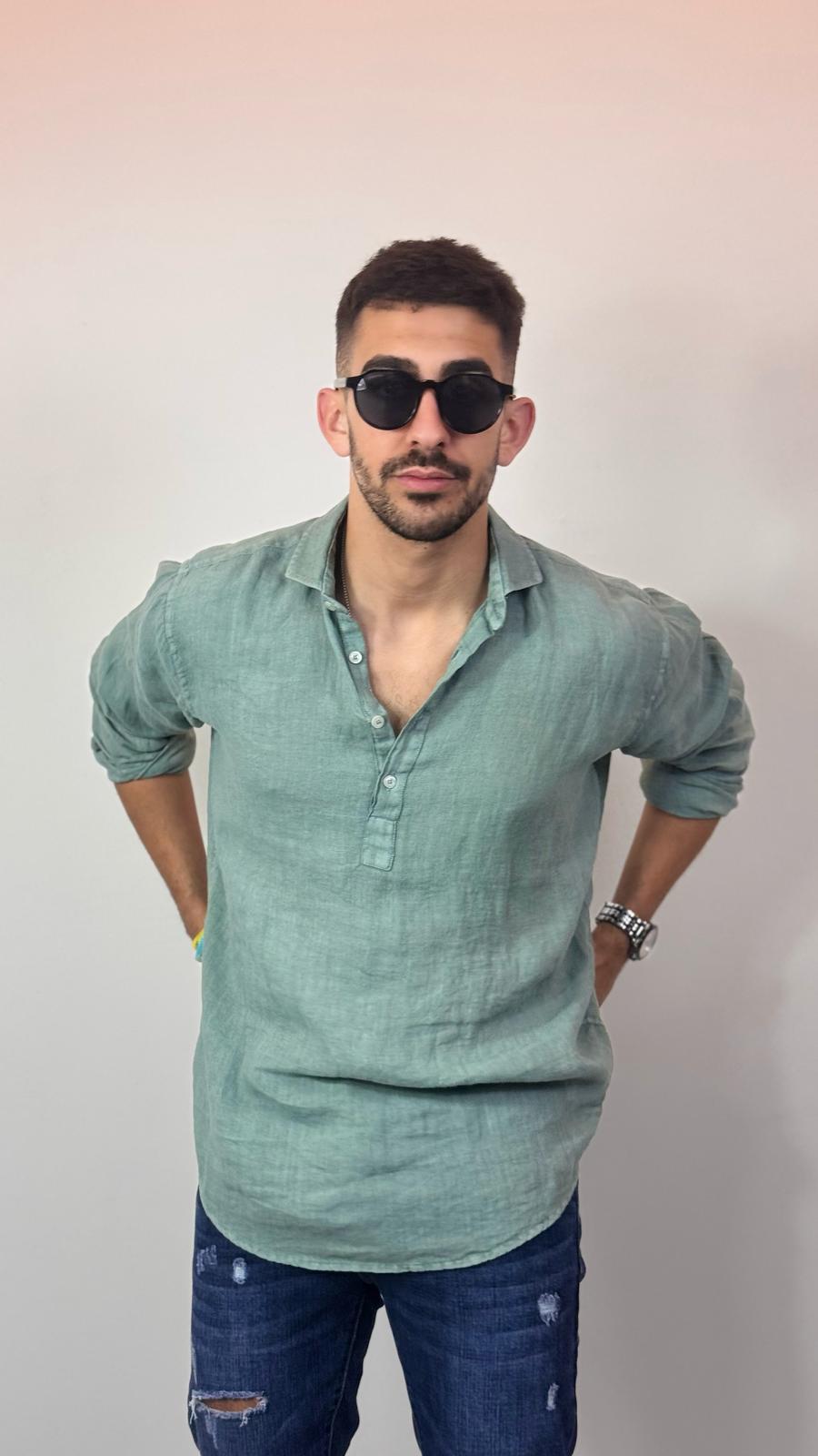 CAMISA POLERA LINO MURALLA HUELLA