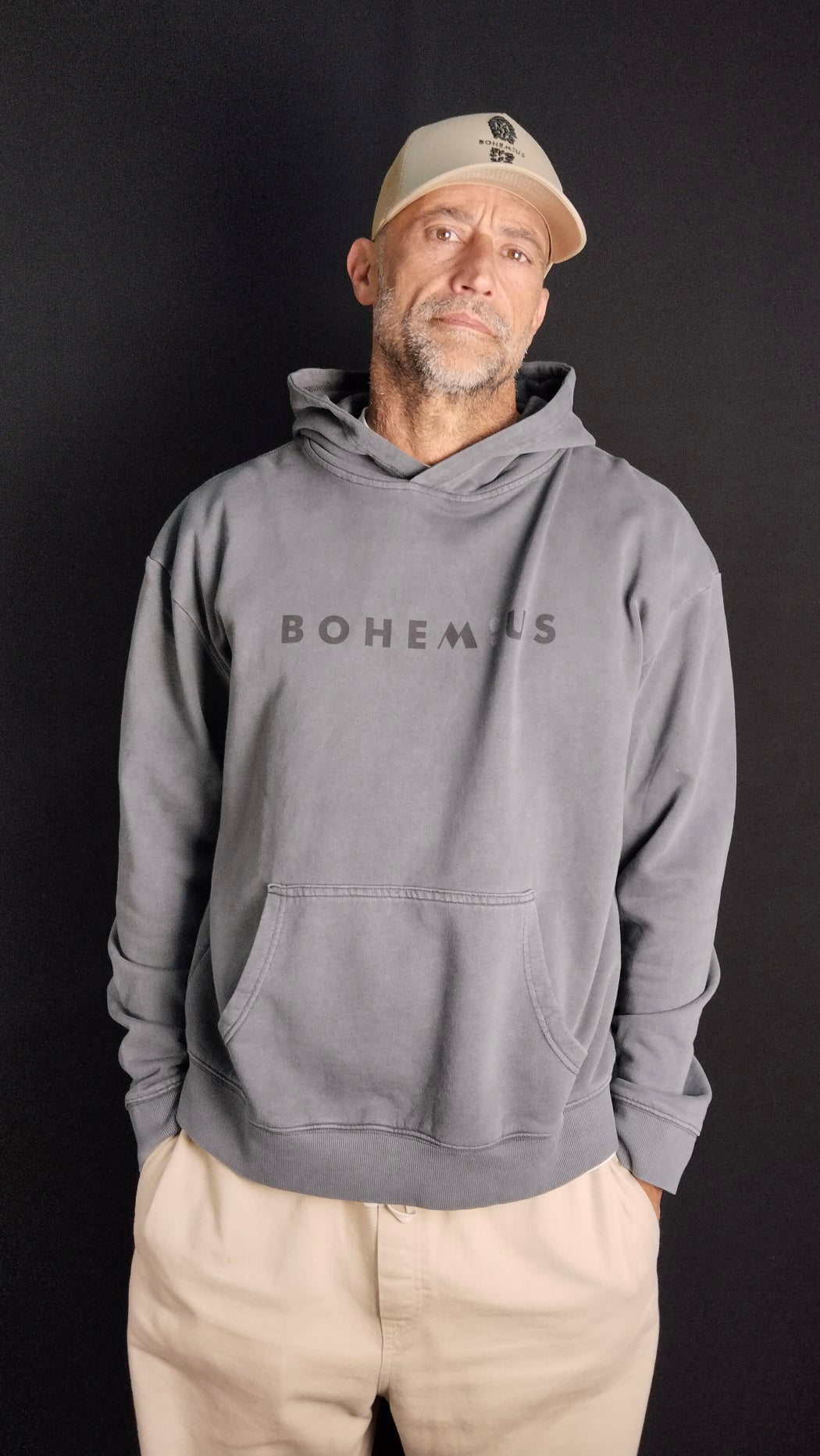 SUDADERA CAPUCHA GRIS ANTRACITA VERTICAL