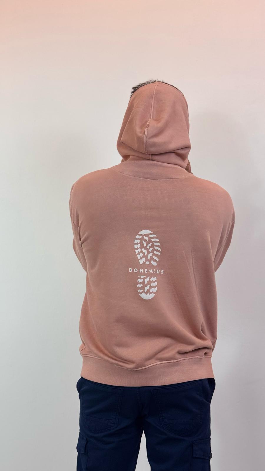 SUDADERA CON CAPUCHA SALMON HUELLA