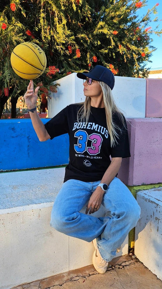 CAMISETA NEGRA MANGA CORTA 33 BICOLOR