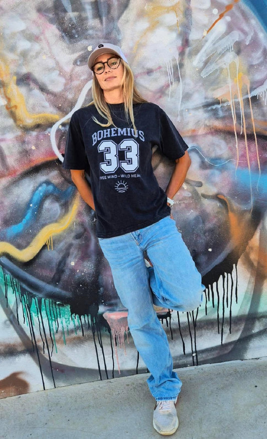 CAMISETA NEGRA MANGA CORTA 33 BLANCO