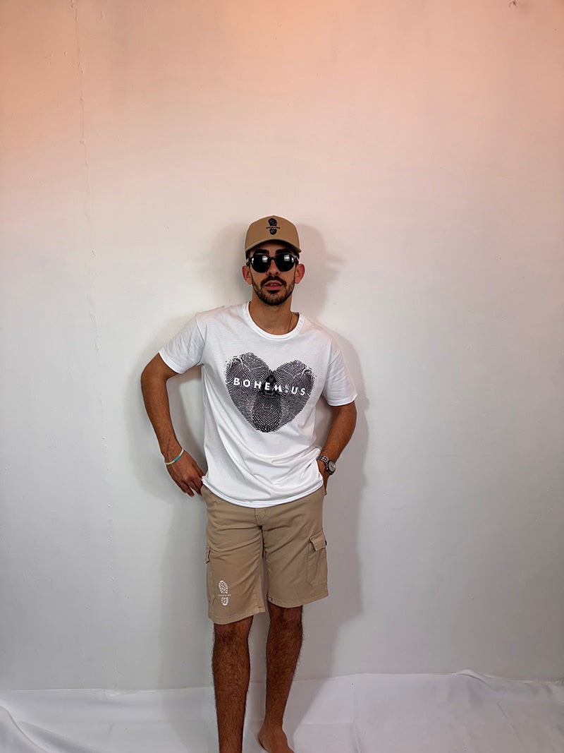 CAMISETA BLANCA CORAZON HUELLA DACTILAR