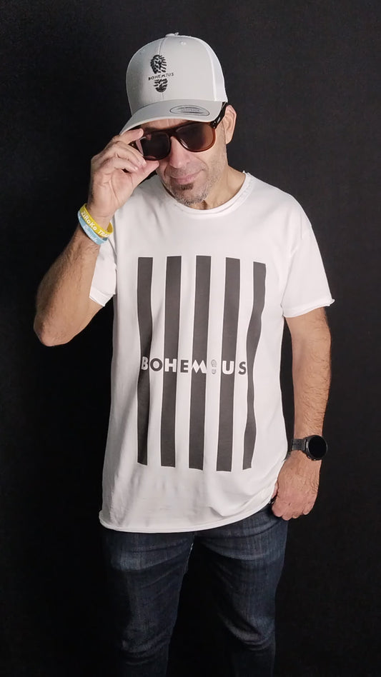 CAMISETA BOHEMIUS RAYAS  BLANCO/NEGRO