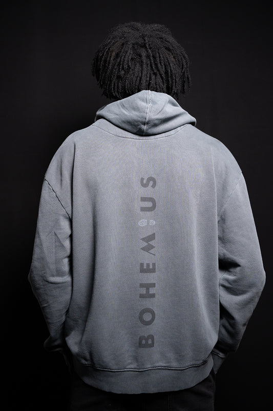 SUDADERA CAPUCHA GRIS ANTRACITA VERTICAL