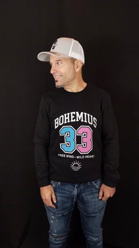 SUDADERA NEGRA BOHEMIUS 33 BICOLOR