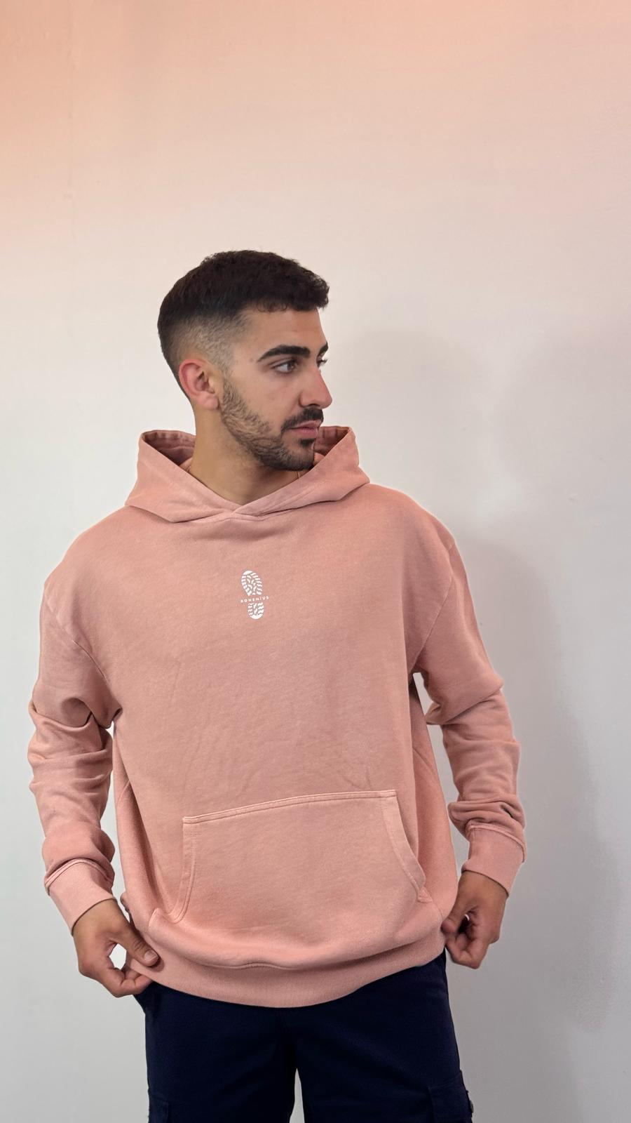 SUDADERA CON CAPUCHA SALMON HUELLA